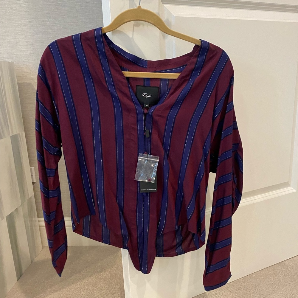 XS rails front tie striped top. Never worn
